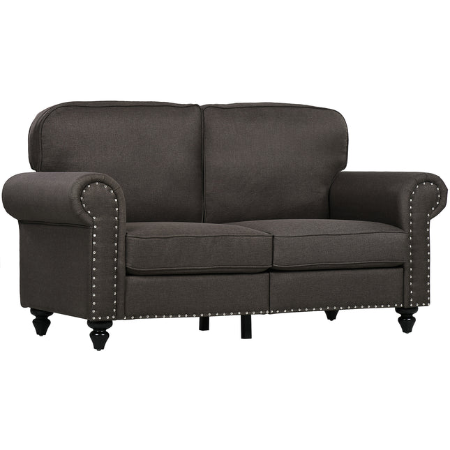 Two-Seater Mid-Century Sofa with Pocket Springs - Dark Brown