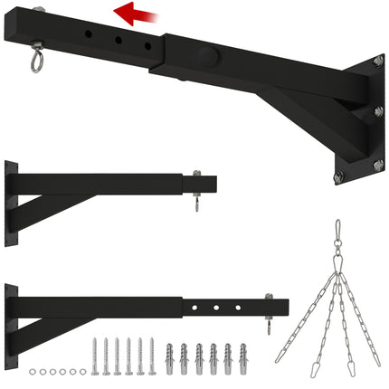 Adjustable 5-Length Punch Bag Wall Bracket for Boxing & Kickboxing Training - Black