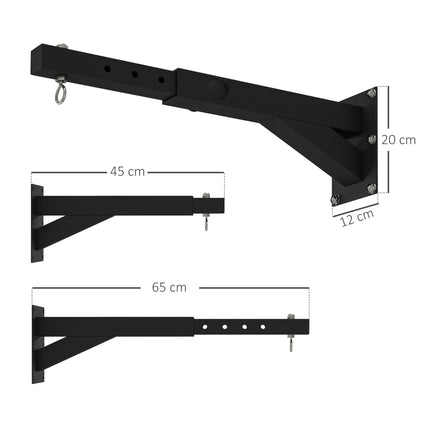 Adjustable 5-Length Punch Bag Wall Bracket for Boxing & Kickboxing Training - Black