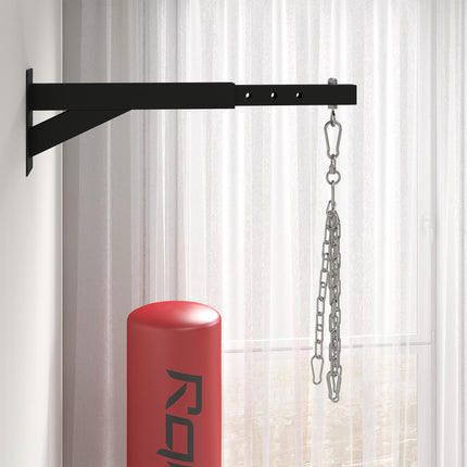 Adjustable 5-Length Punch Bag Wall Bracket for Boxing & Kickboxing Training - Black
