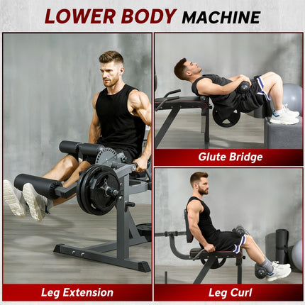 Seated Leg Extension and Curl Machine, Adjustable Leg Raise Machine and Curl Machine with Plate Loaded for Hip, Thigh, Lower Body Workout