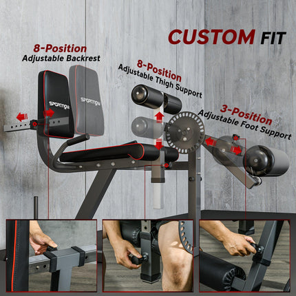 Seated Leg Extension and Curl Machine, Adjustable Leg Raise Machine and Curl Machine with Plate Loaded for Hip, Thigh, Lower Body Workout