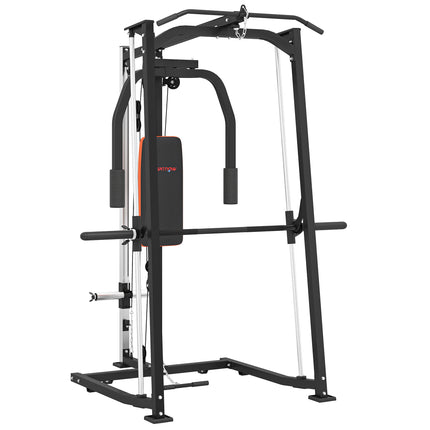 3-in-1 Gym Station with 17-level Squat Rack Dual Cable Pulley System Home Streng