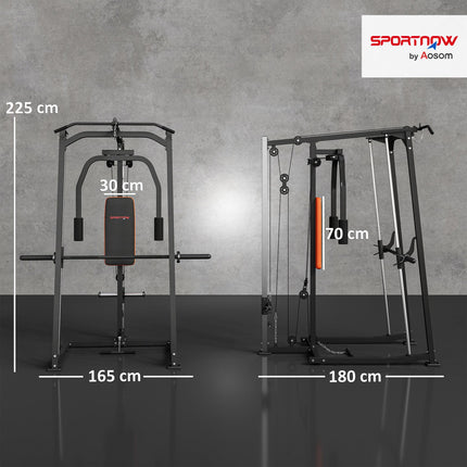 3-in-1 Gym Station with 17-level Squat Rack Dual Cable Pulley System Home Streng
