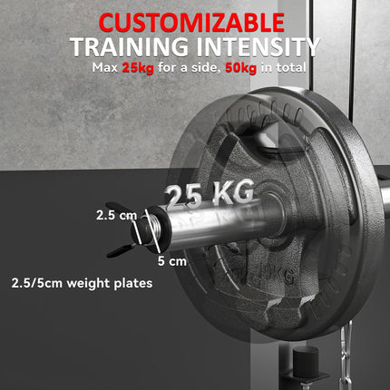 3-in-1 Gym Station with 17-level Squat Rack Dual Cable Pulley System Home Streng