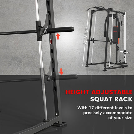 3-in-1 Gym Station with 17-level Squat Rack Dual Cable Pulley System Home Streng