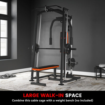 3-in-1 Gym Station with 17-level Squat Rack Dual Cable Pulley System Home Streng