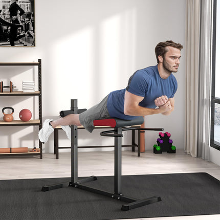 Back Extension Roman Chair Hyperextension Bench with Adjustable Leg Roller for Back, Abs & Glutes - Black