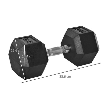 Set of 2 Rubber Hex Dumbbells 20kg Each - Black