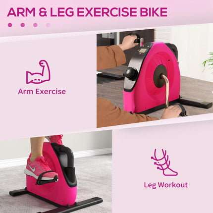 Portable Mini Exercise Bike with LCD Display for Arms and Legs - Pink