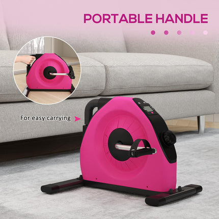 Portable Mini Exercise Bike with LCD Display for Arms and Legs - Pink