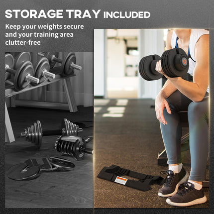 Adjustable Dumbbells Set, 4-in-1 Weights Set with Storage Tray, Non-Slip Handle,