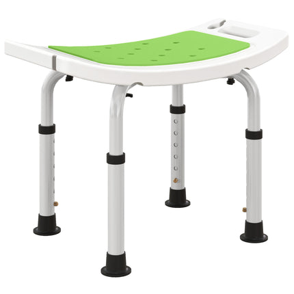 6-Level Height Adjustable Aluminium Bath Stool with Padded Seat & Non-Slip Feet - Green