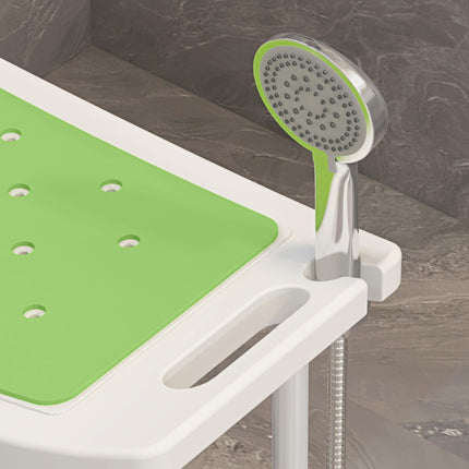 6-Level Height Adjustable Aluminium Bath Stool with Padded Seat & Non-Slip Feet - Green
