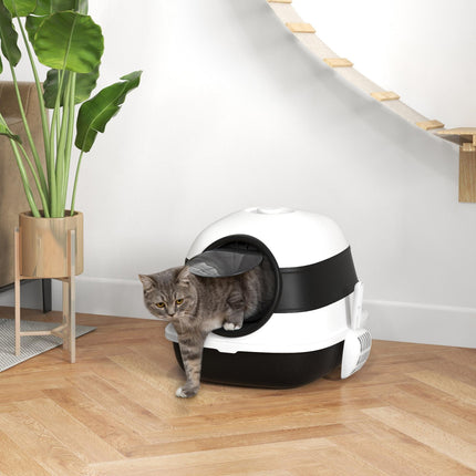 Foldable Cat Litter Tray with Lid, Deodorant & Scoop - Black