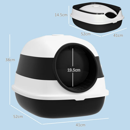 Foldable Cat Litter Tray with Lid, Deodorant & Scoop - Black
