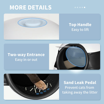 Foldable Cat Litter Tray with Lid, Deodorant & Scoop - Black
