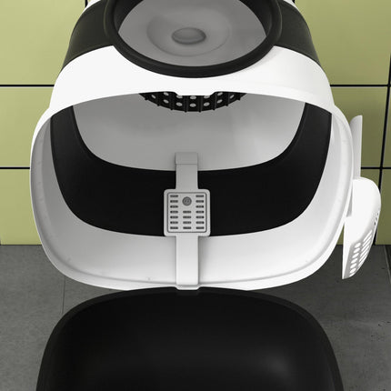 Foldable Cat Litter Tray with Lid, Deodorant & Scoop - Black