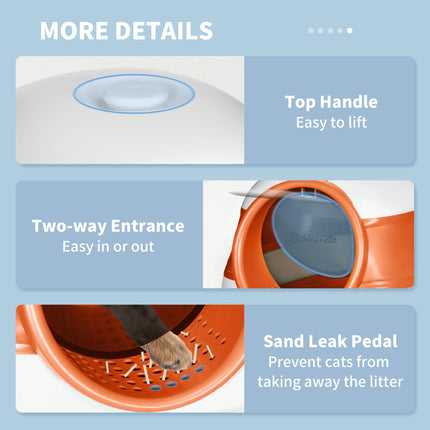 Foldable Cat Litter Tray with Lid, Scoop & Deodorant - Orange