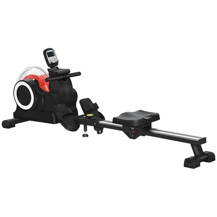 Foldable Rowing Machine, Water Rower with Wheels, LCD Monitor and Tablet Holder