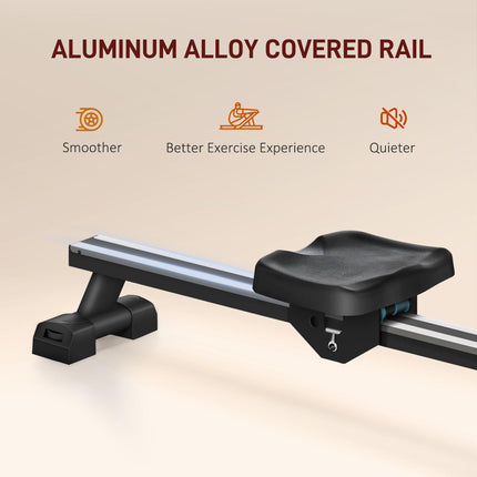 Foldable Rowing Machine, Water Rower with Wheels, LCD Monitor and Tablet Holder