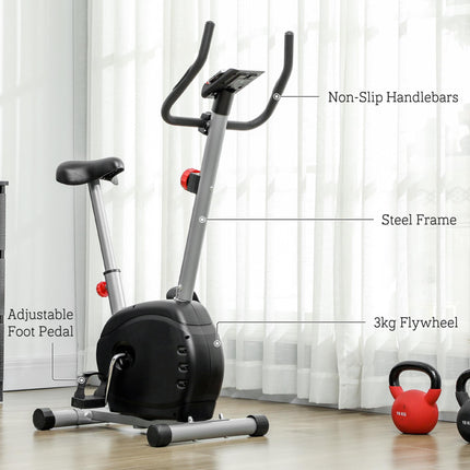 Quiet Exercise Bike with 8-Level Magnetic Resistance and Heart Rate Sensor, for