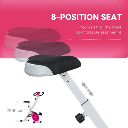 Folding and Quiet Exercise Bike with 8-Level Magnetic Resistance and Heart Rate