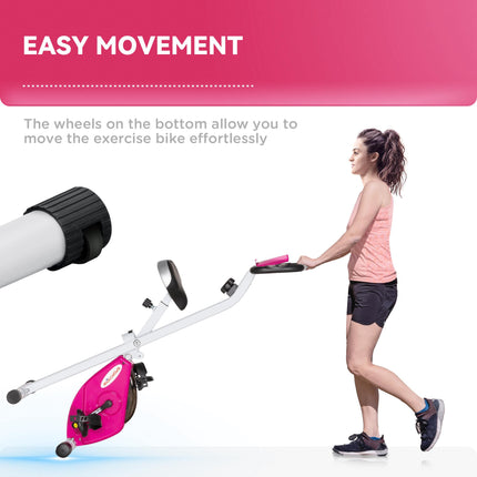 Folding and Quiet Exercise Bike with 8-Level Magnetic Resistance and Heart Rate