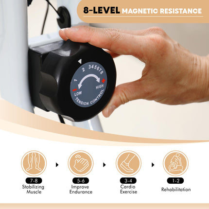 Folding Exercise Bike with 8-Level Magnetic Resistance and LCD Monitor - Black and White