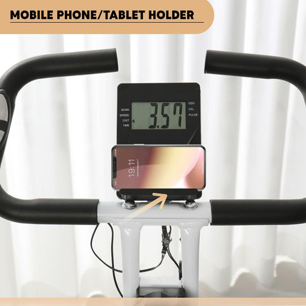 Folding Exercise Bike with 8-Level Magnetic Resistance and LCD Monitor - Black and White