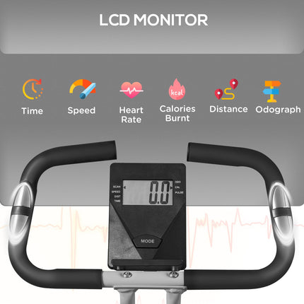 Folding Exercise Bike with 8-Level Magnetic Resistance and Heart Rate Sensor - Black Grey