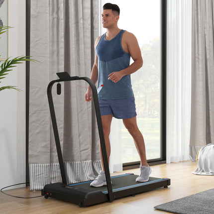2.5HP Folding Treadmill Walking Pad with LED Display and Remote Control - Blue