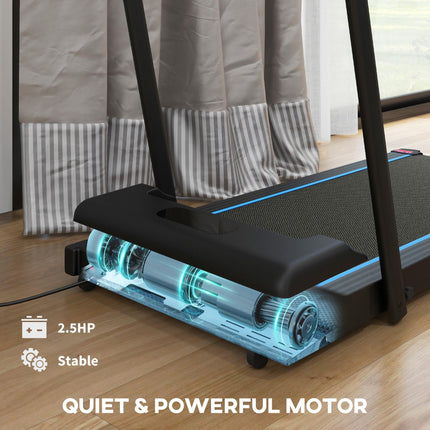 2.5HP Folding Treadmill Walking Pad with LED Display and Remote Control - Blue
