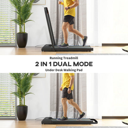 2.5HP Folding Treadmill Walking Pad with LED Display and Remote Control - Blue
