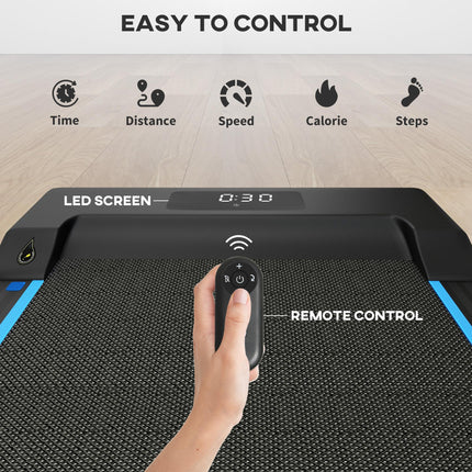 2.5HP Folding Treadmill Walking Pad with LED Display and Remote Control - Blue