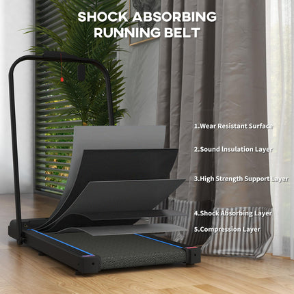 2.5HP Folding Treadmill Walking Pad with LED Display and Remote Control - Blue
