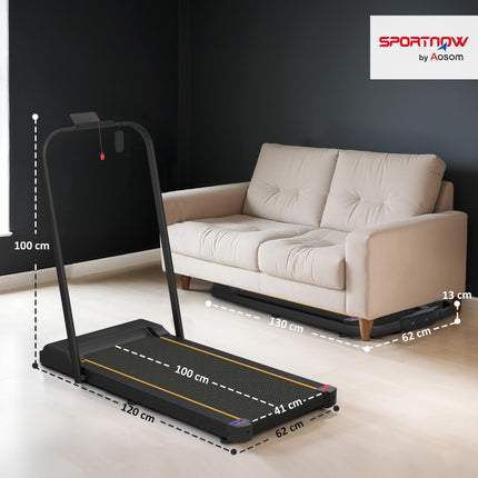 2.5HP Folding Walking Pad Treadmill with LED Display and Remote Control - Orange