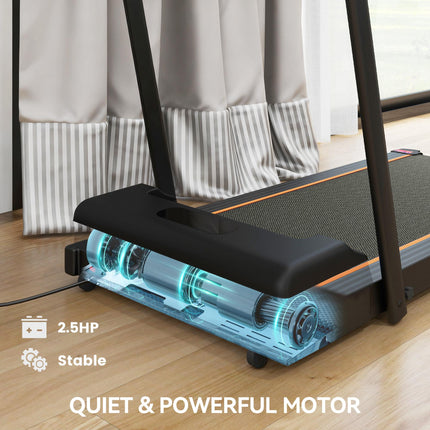 2.5HP Folding Walking Pad Treadmill with LED Display and Remote Control - Orange