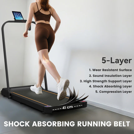 2.5HP Folding Walking Pad Treadmill with LED Display and Remote Control - Orange