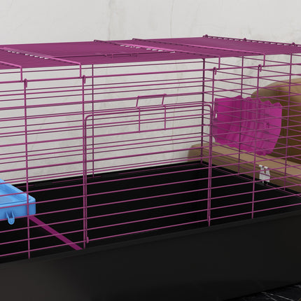 Small Animal Cage with Platform and Ramp for Chinchillas, Rabbits, Guinea Pigs 99x52x53cm - Black