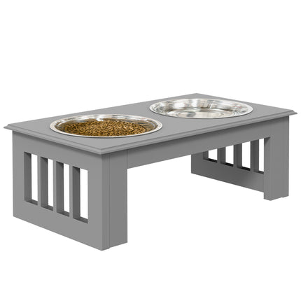 Raised Stainless Steel Dog Feeding Bowls with Stand for Extra Small and Small Dogs - Grey