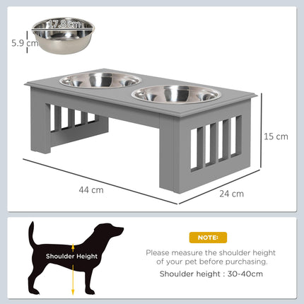 Raised Stainless Steel Dog Feeding Bowls with Stand for Extra Small and Small Dogs - Grey