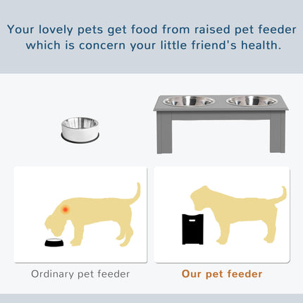Raised Stainless Steel Dog Feeding Bowls with Stand for Extra Small and Small Dogs - Grey