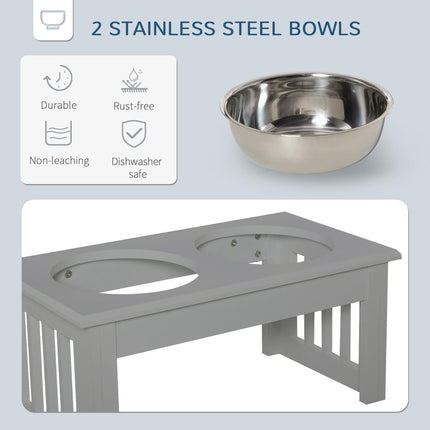Raised Stainless Steel Dog Feeding Bowls with Stand for Extra Small and Small Dogs - Grey