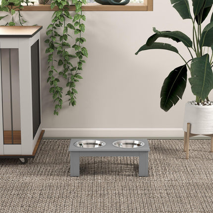 Raised Stainless Steel Dog Feeding Bowls with Stand for Extra Small and Small Dogs - Grey
