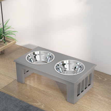 Raised Stainless Steel Dog Feeding Bowls with Stand for Extra Small and Small Dogs - Grey