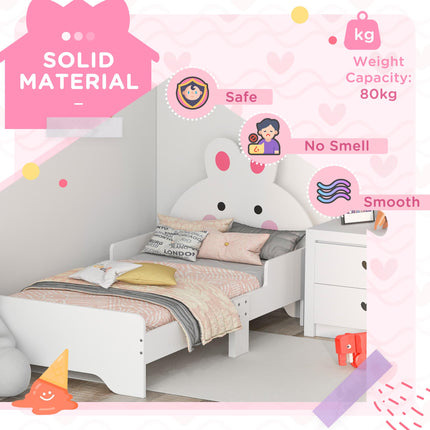3 Piece Wooden Kids Bedroom Furniture Set with Bunny Design - Natural Wood
