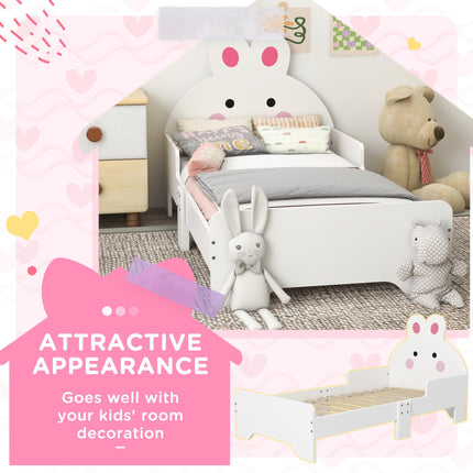 3 Piece Wooden Kids Bedroom Furniture Set with Bunny Design - Natural Wood