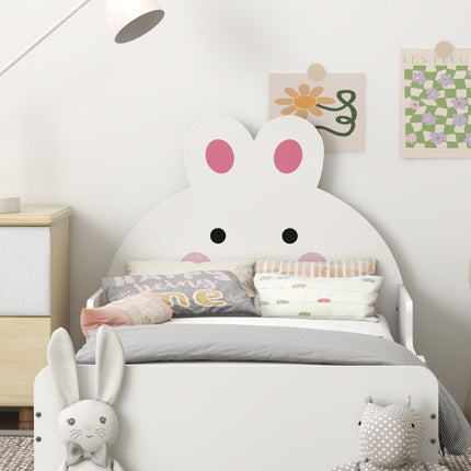 3 Piece Wooden Kids Bedroom Furniture Set with Bunny Design - Natural Wood