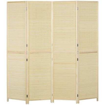 Room Divider, Freestanding Privacy Screen, 4 Panel Folding, 180 x 180cm, Natural